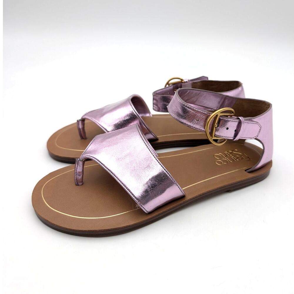 Franco Sarto Ruth Ankle Strap Sandals Women's Metallic Pink Size US7M EU37